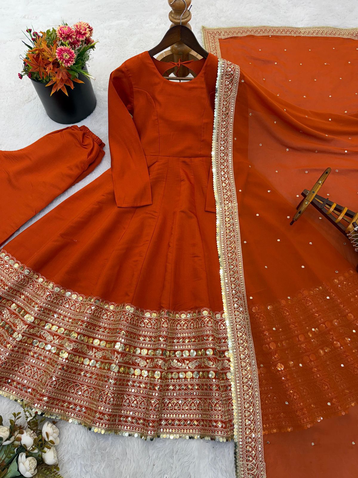 Premium Anarkali Gown with Dupatta - Coding Sequence Work