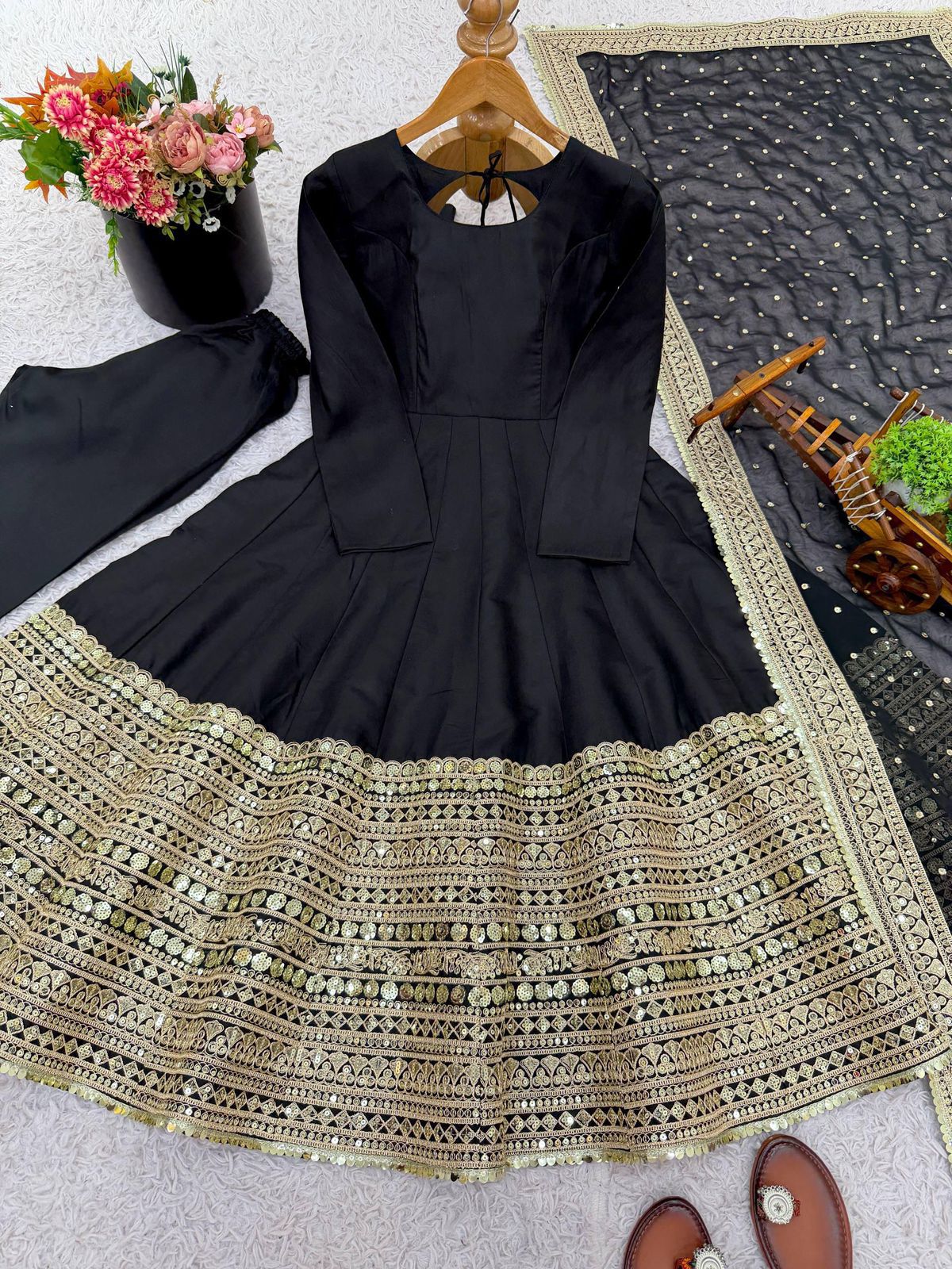 Premium Anarkali Gown with Dupatta - Coding Sequence Work