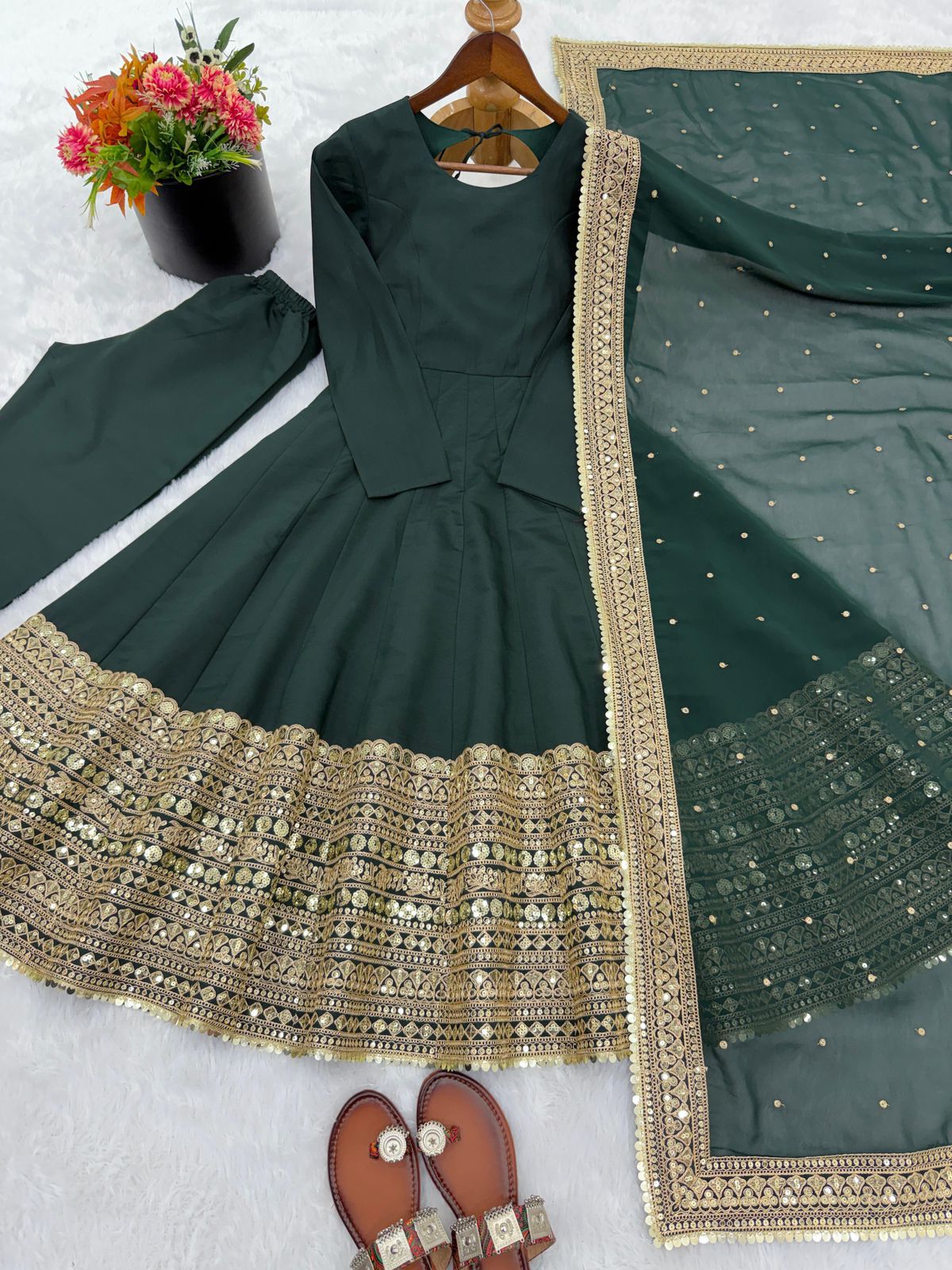 Premium Anarkali Gown with Dupatta - Coding Sequence Work