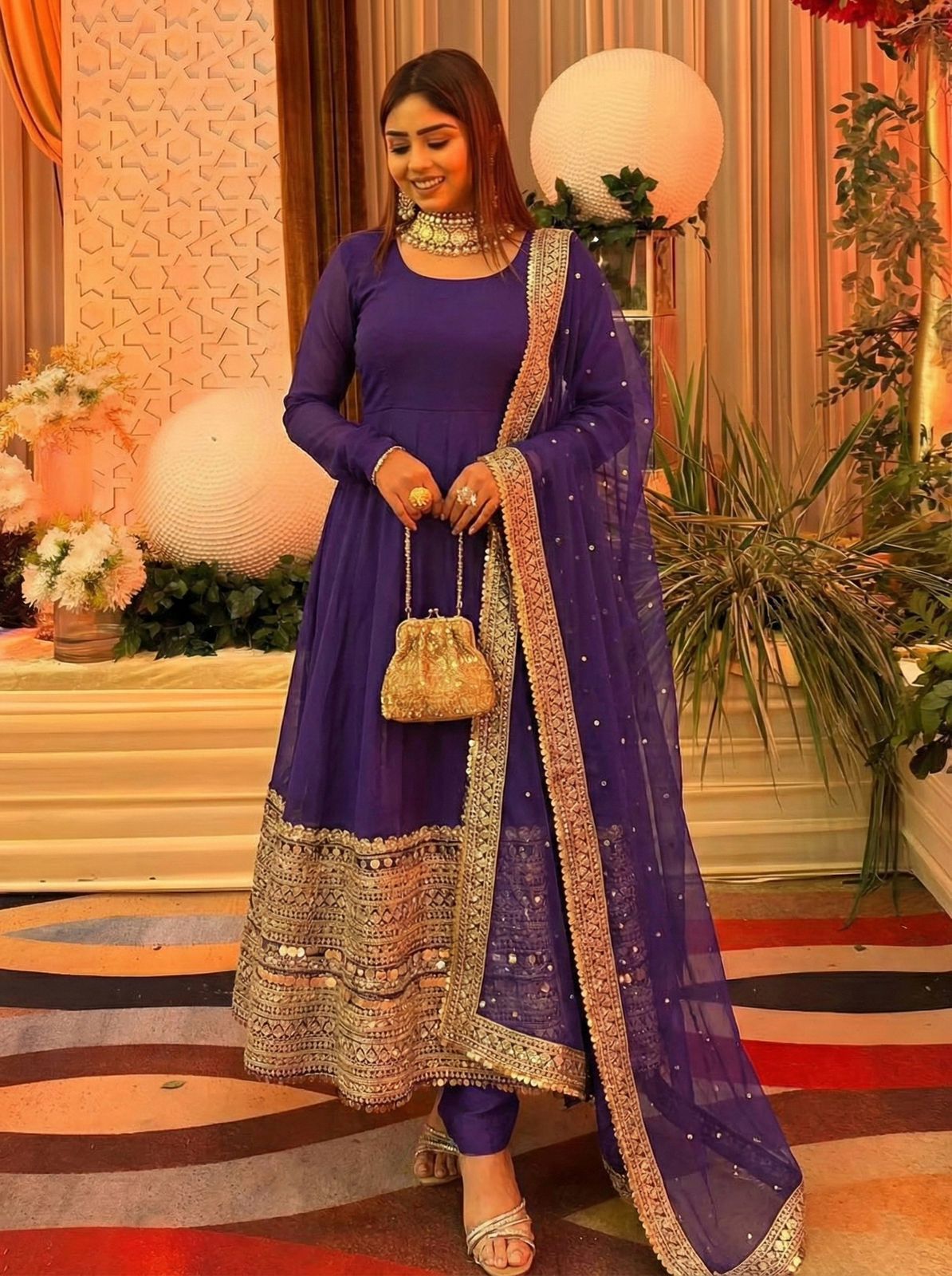 Premium Anarkali Gown with Dupatta - Coding Sequence Work