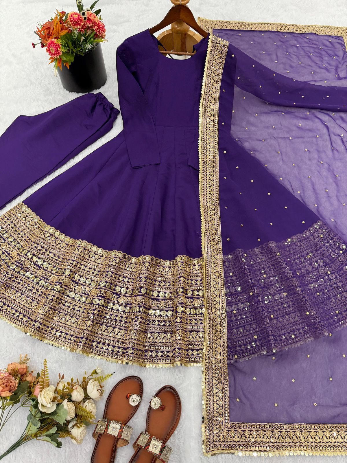 Premium Anarkali Gown with Dupatta - Coding Sequence Work