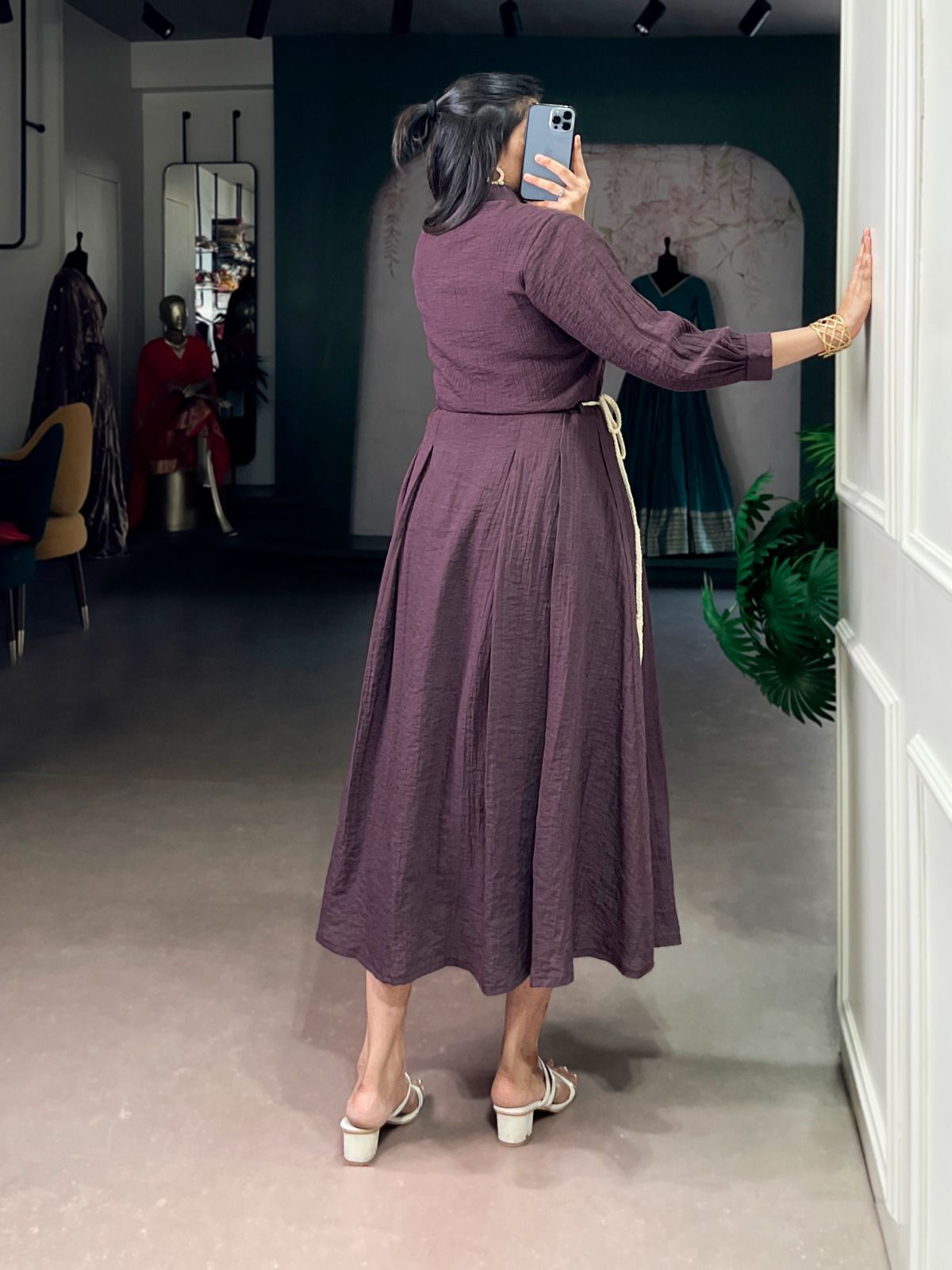 Purple Crackle Fabric Maxi Dress - Soft Look One Piece