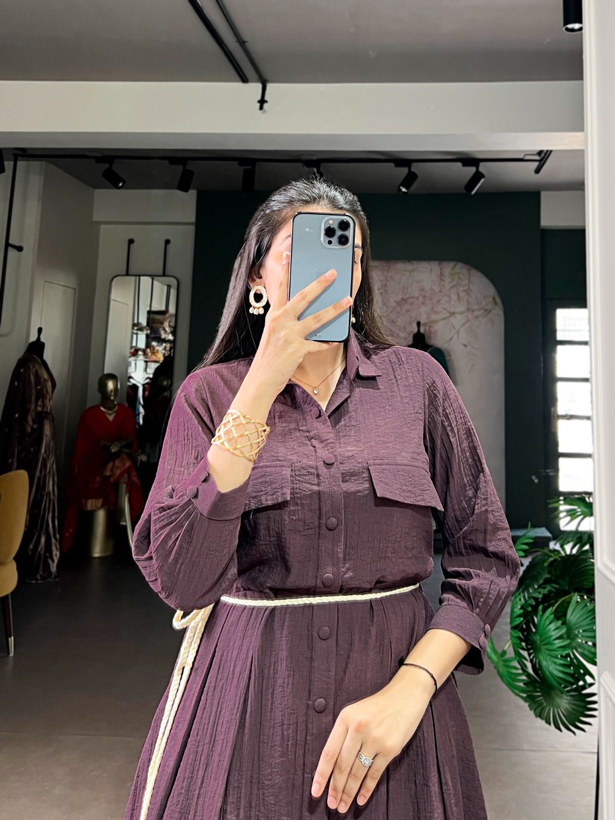 Purple Crackle Fabric Maxi Dress - Soft Look One Piece