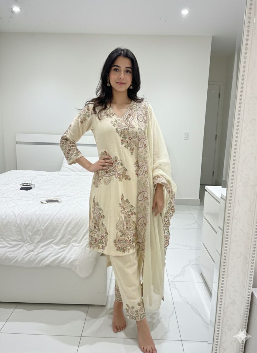 Designer Embroidered Fendy 3 Pcs Set