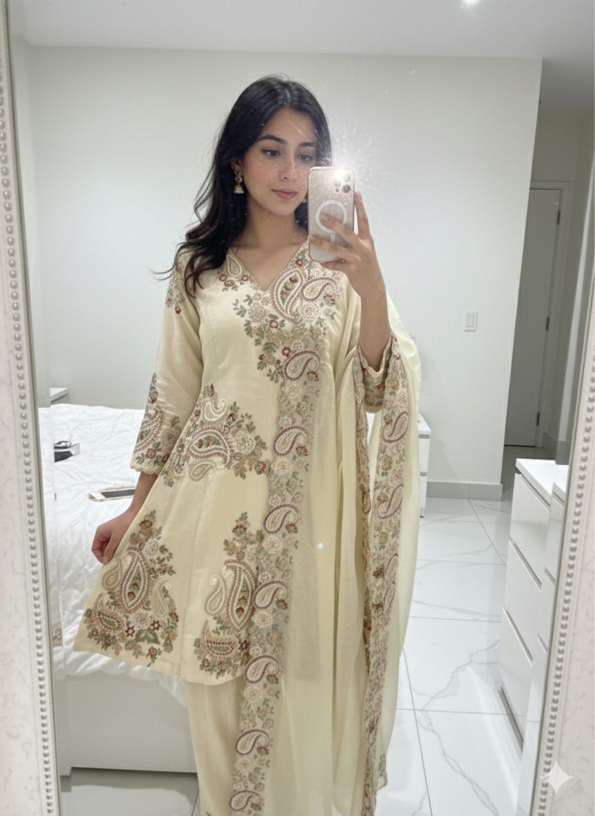 Designer Embroidered Fendy 3 Pcs Set