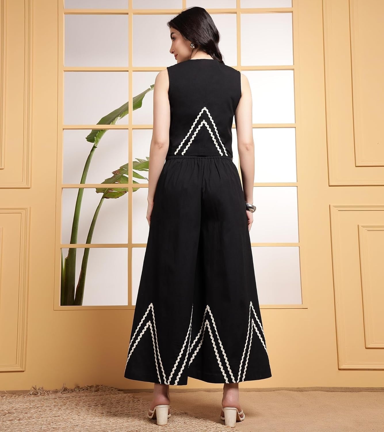 Maverick Fusion Elegant  Co-ord Set with White Zigzag Lace