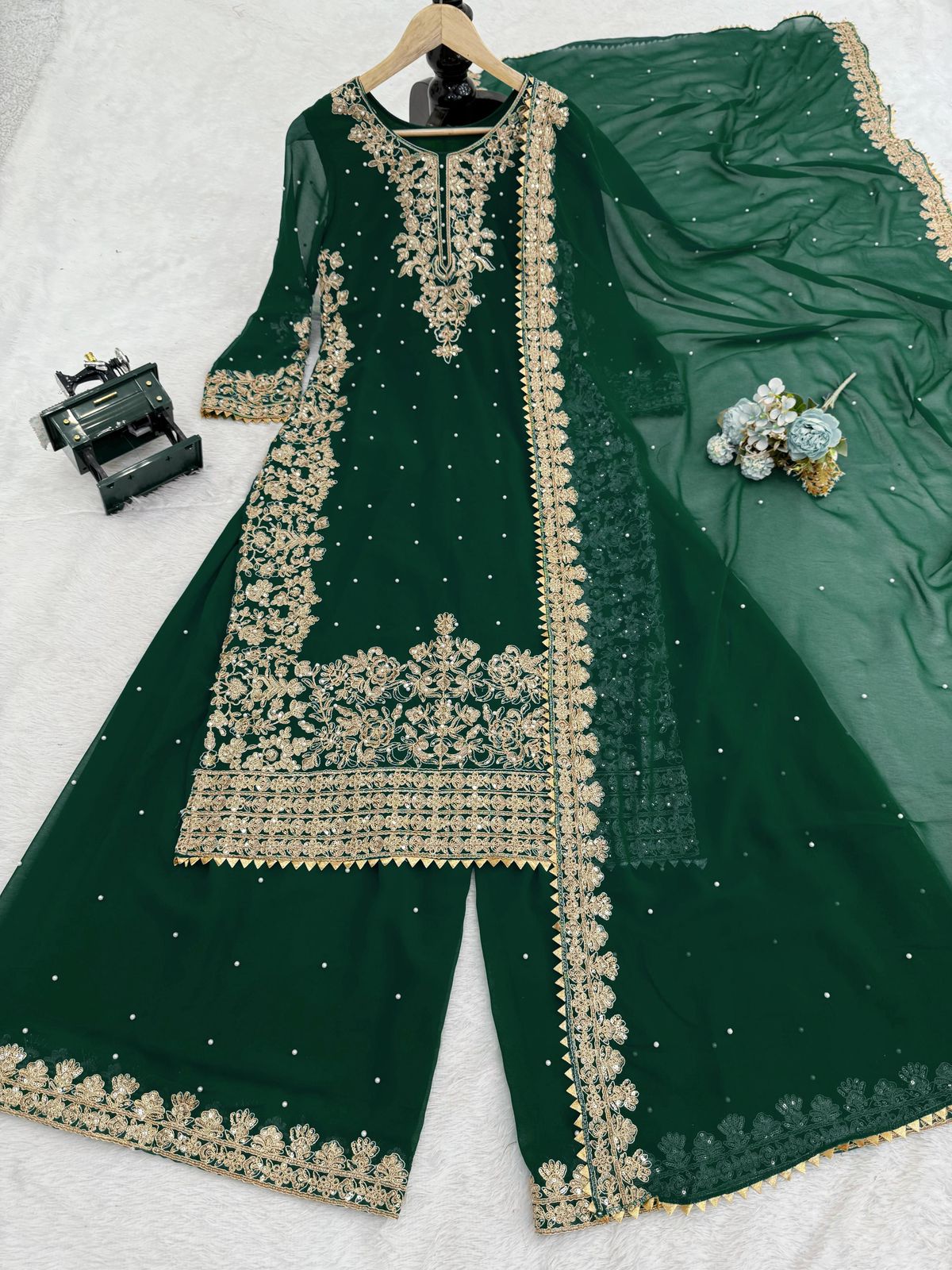 Premium Faux Georgette Embroidered Coord Set