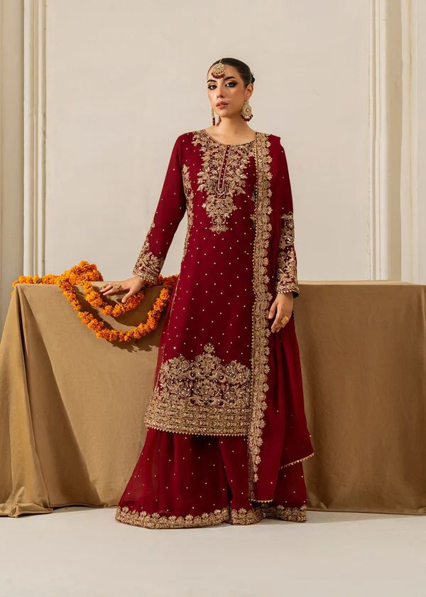Premium Faux Georgette Embroidered Coord Set