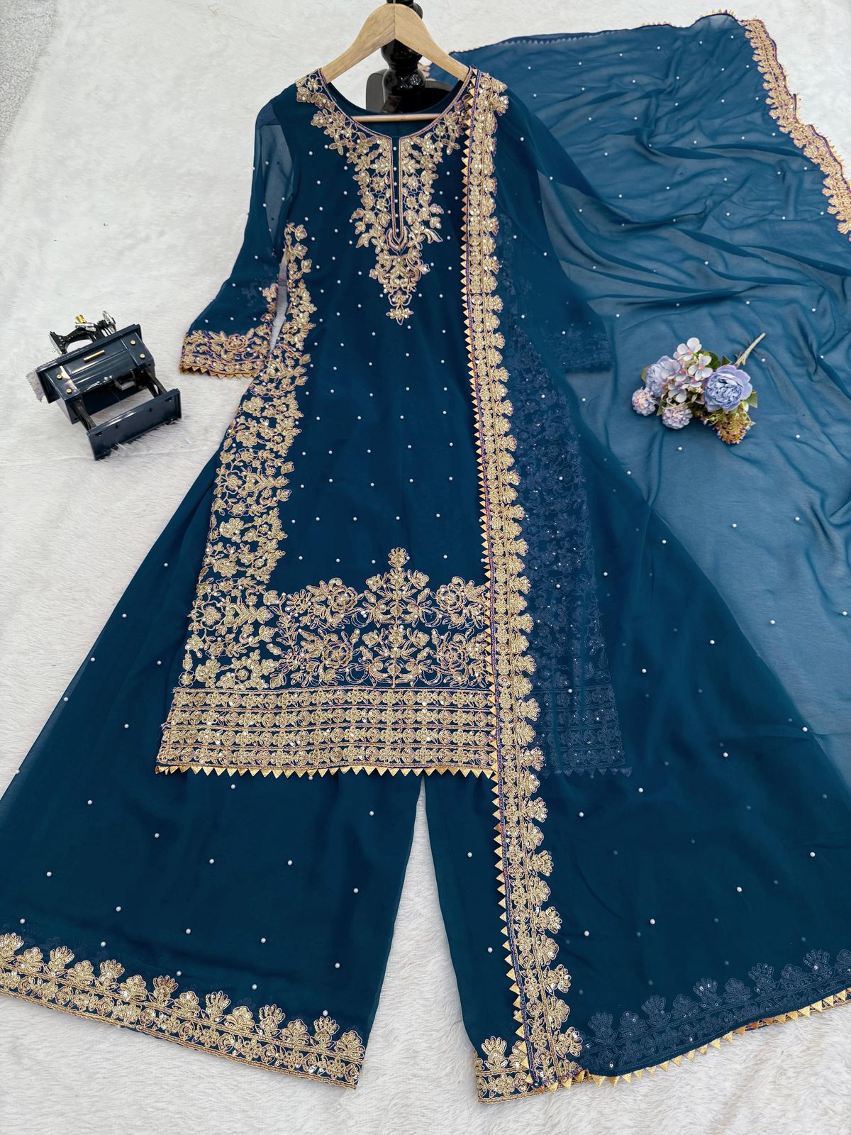 Premium Faux Georgette Embroidered Coord Set
