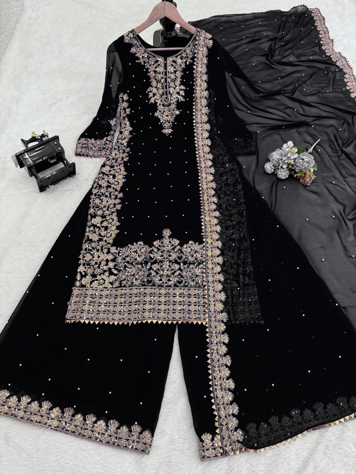 Premium Faux Georgette Embroidered Coord Set