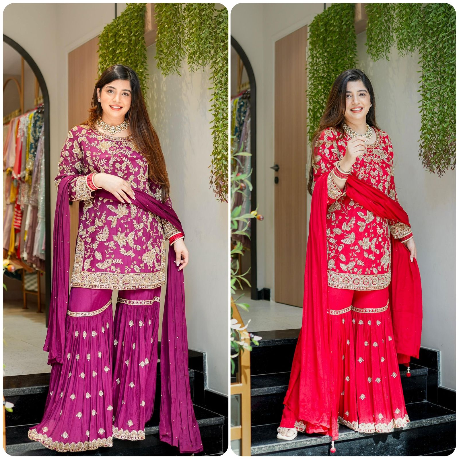 Designer Party Wear Kurti Palazzo & Dupatta Set – Heavy Embroidery