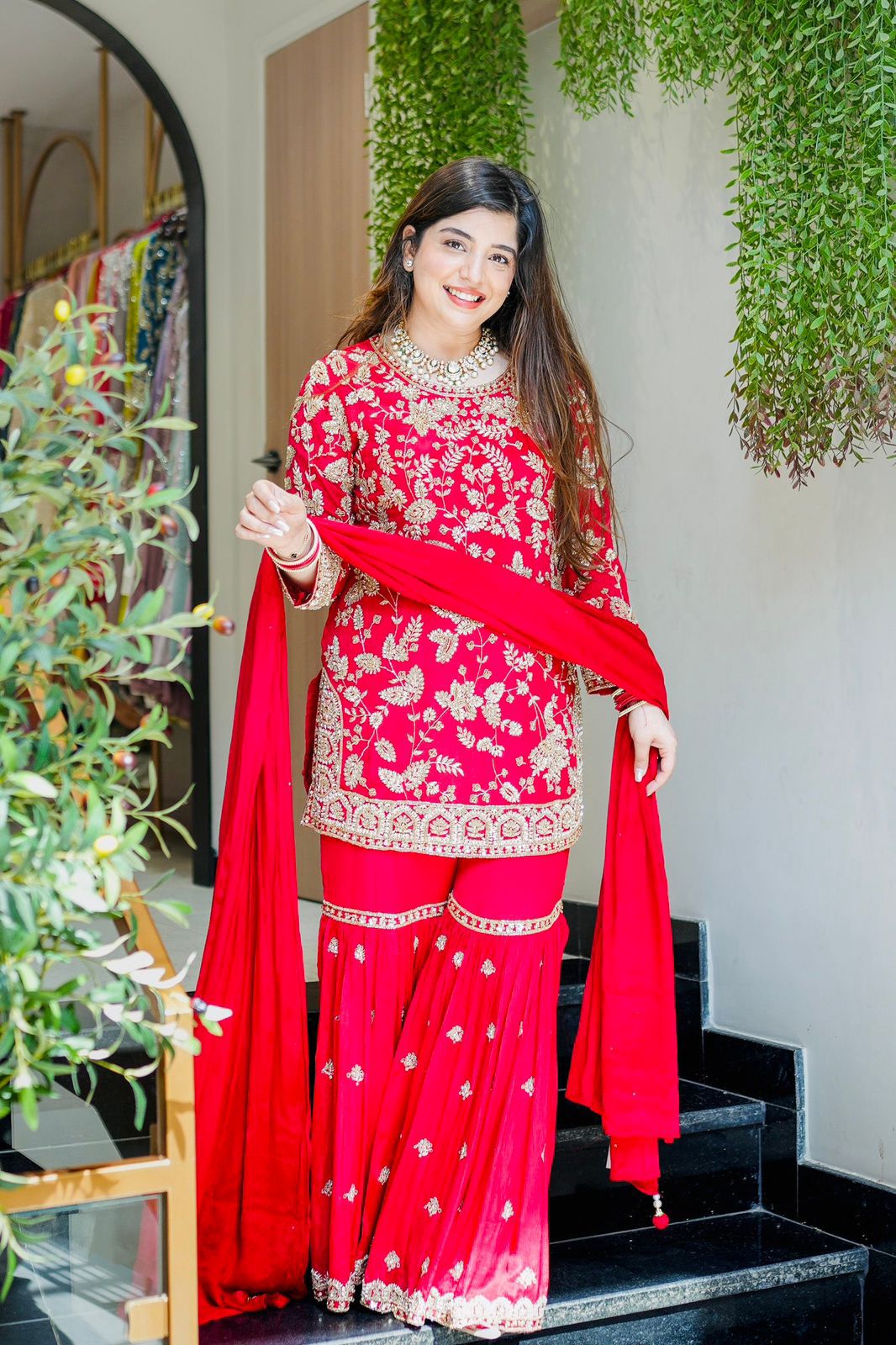 Designer Party Wear Kurti Palazzo & Dupatta Set – Heavy Embroidery