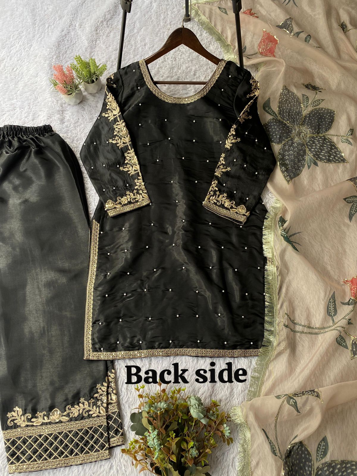 GMY Silk Cording Sequence Embroidery & Beads Coord Set with Dupatta