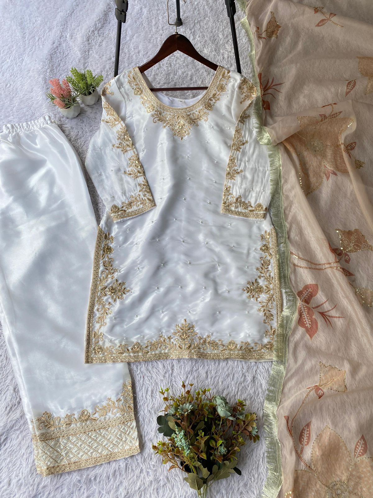 GMY Silk Cording Sequence Embroidery & Beads Coord Set with Dupatta