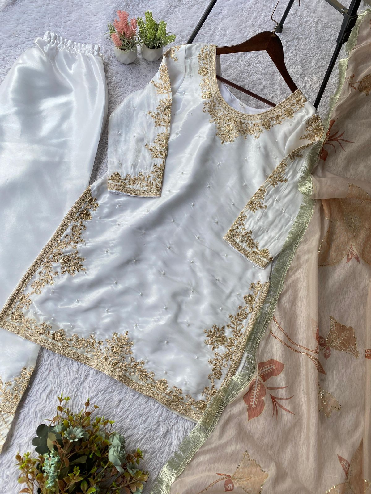 GMY Silk Cording Sequence Embroidery & Beads Coord Set with Dupatta