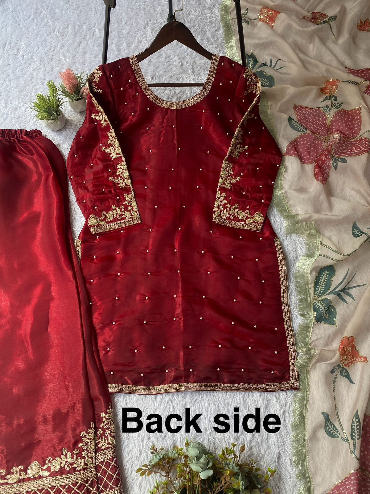 GMY Silk Cording Sequence Embroidery & Beads Coord Set with Dupatta