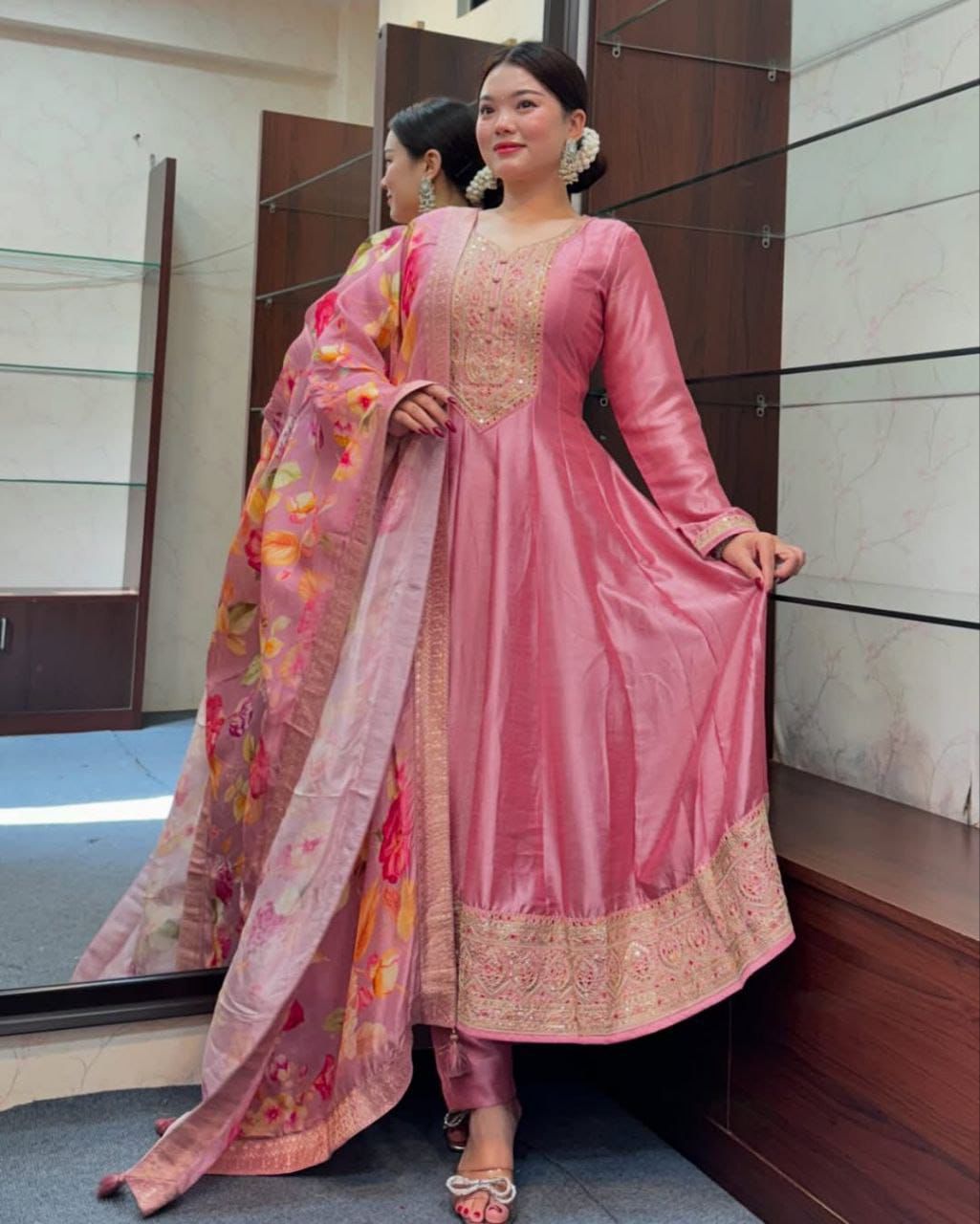 Maverick Fusion Anarkali Flared Kurti–Pant–Dupatta Set