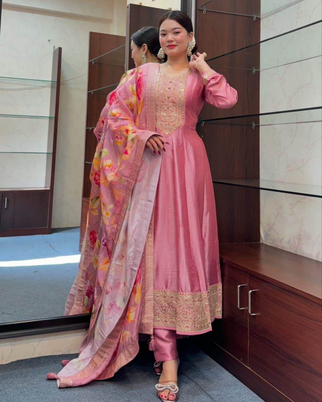 Maverick Fusion Anarkali Flared Kurti–Pant–Dupatta Set
