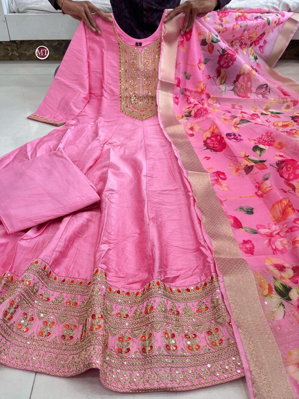 Maverick Fusion Anarkali Flared Kurti–Pant–Dupatta Set