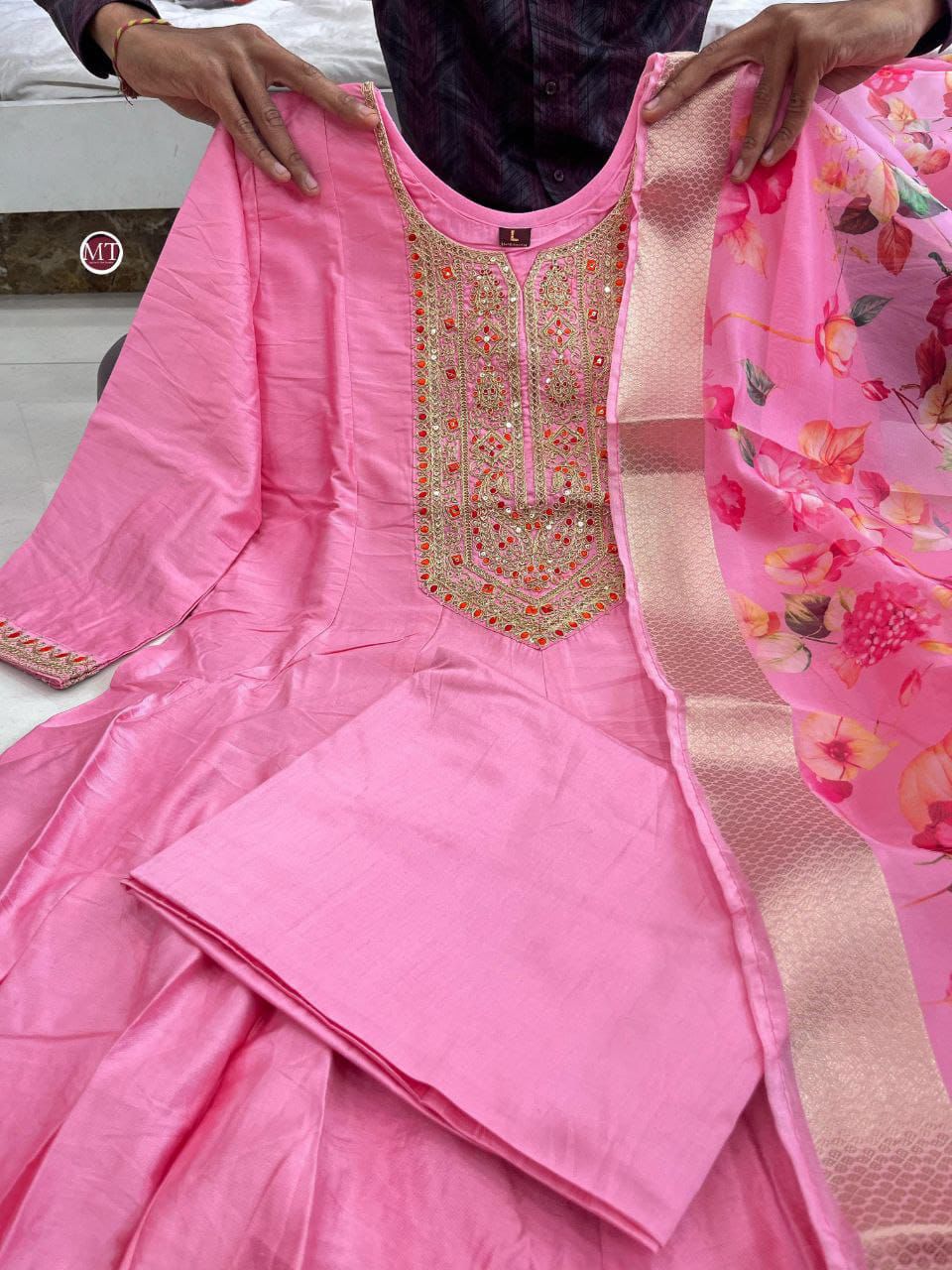 Maverick Fusion Anarkali Flared Kurti–Pant–Dupatta Set
