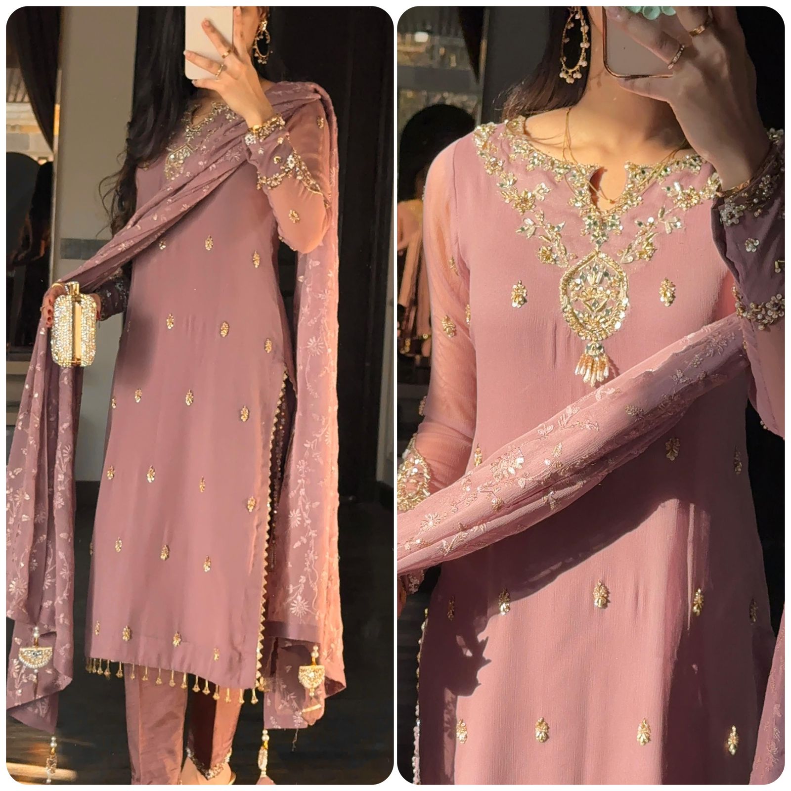 Heavy Faux Georgette Embroidered Top, Pant & Dupatta Set – Sequence & Beads Work