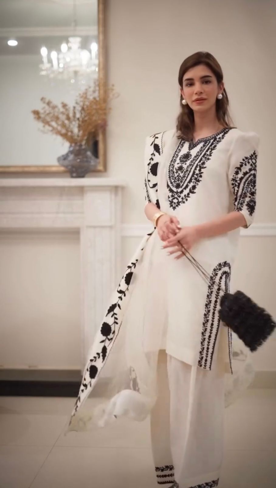 Designer Party Wear Natural Crepe Top & Farshi Palazzo With Dupatta Set