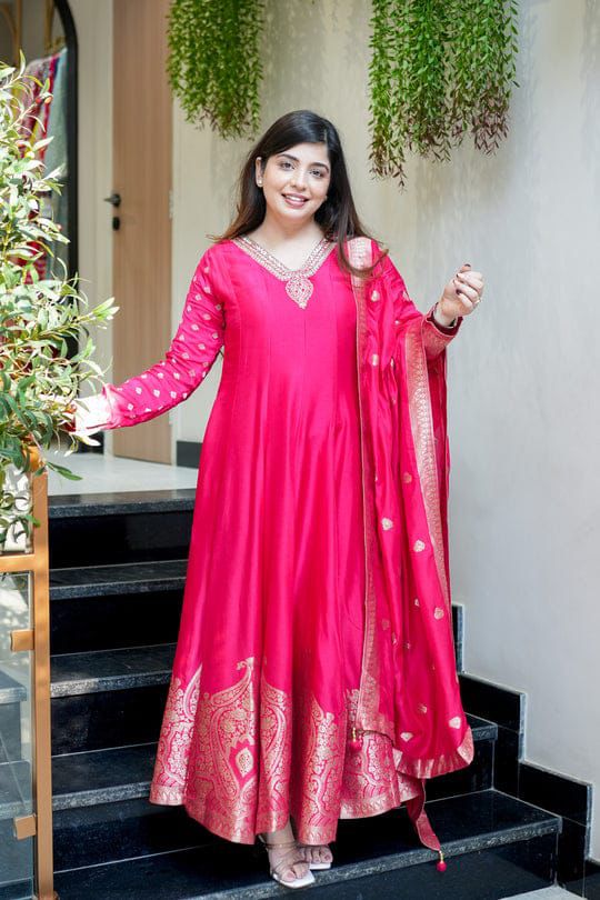 Premvati Premium Anarkali Style Outfit | Chanderi Base with Banarasi Zari Work