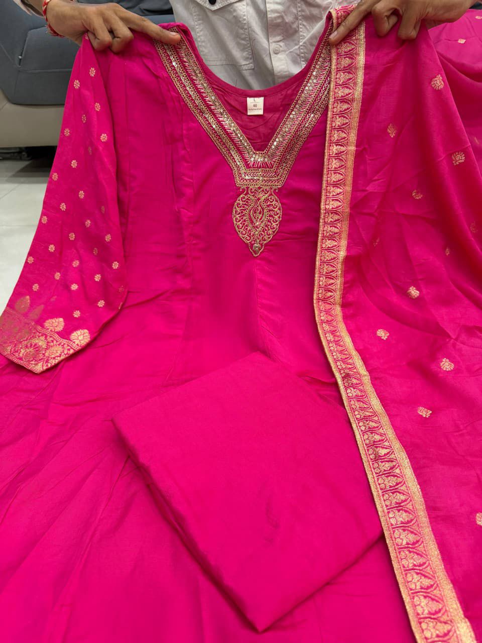Premvati Premium Anarkali Style Outfit | Chanderi Base with Banarasi Zari Work