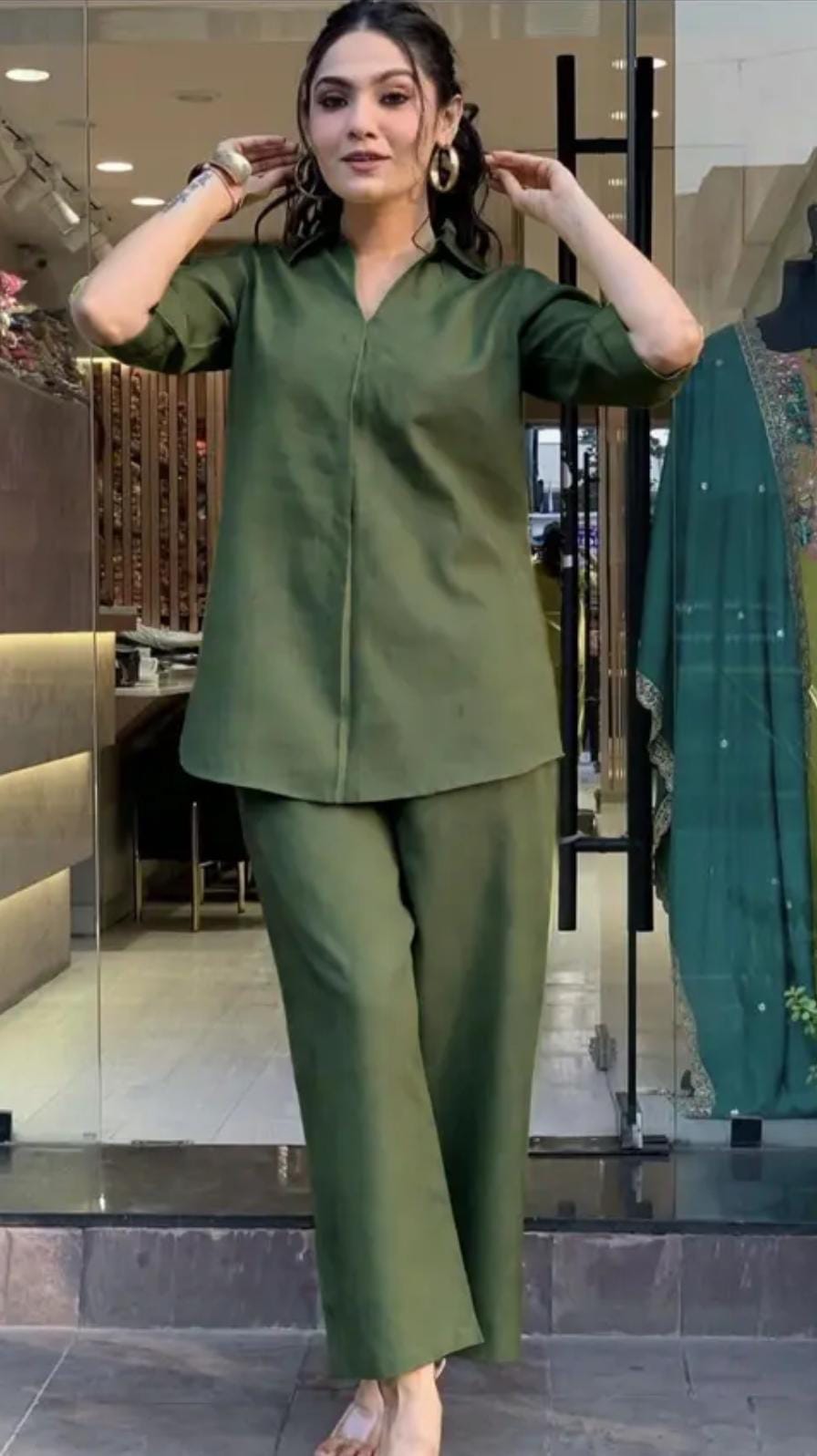 Women's Premium Cotton Flex Solid Co-ord Set