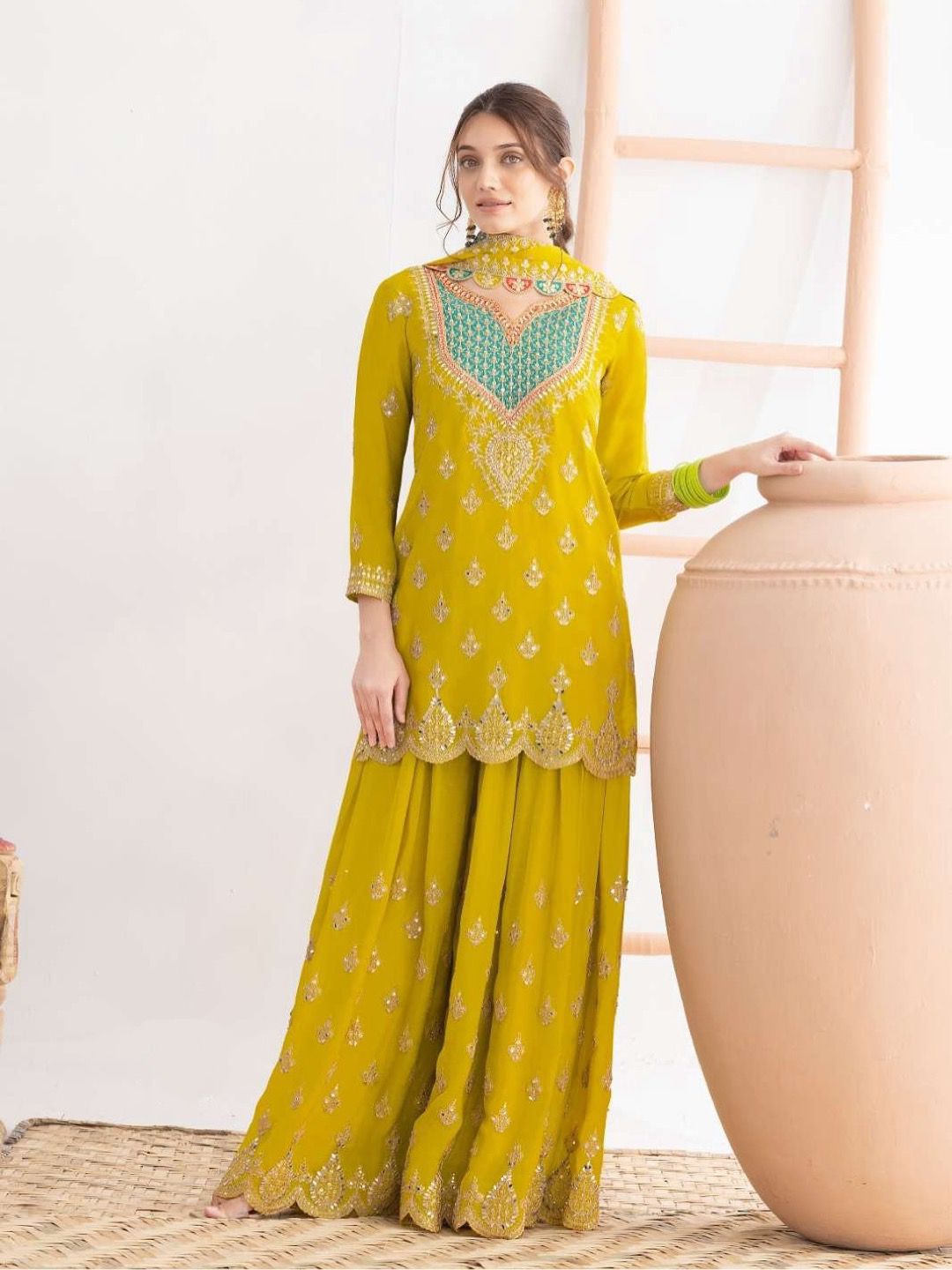New Designer Party Sharara Suit & Dupatta Set