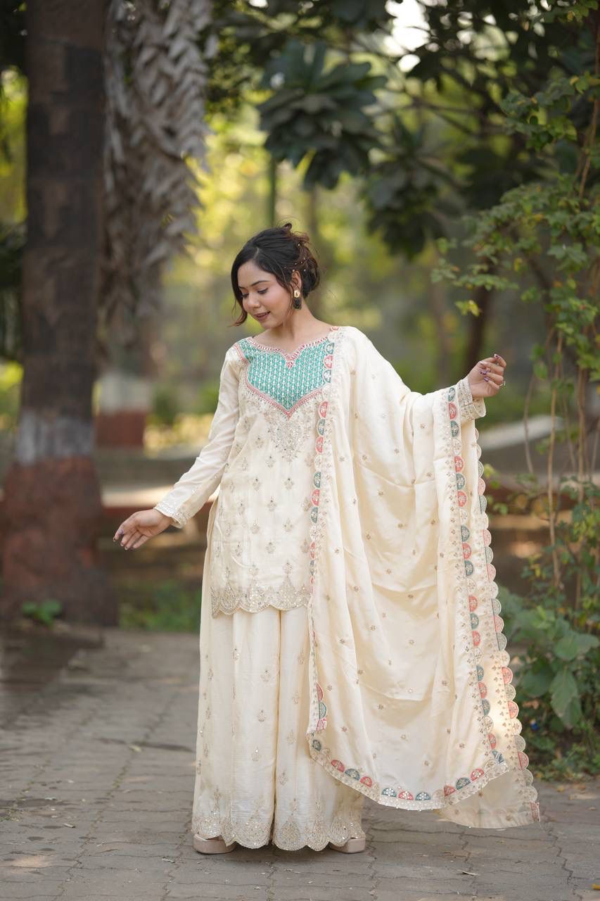 New Designer Party Sharara Suit & Dupatta Set