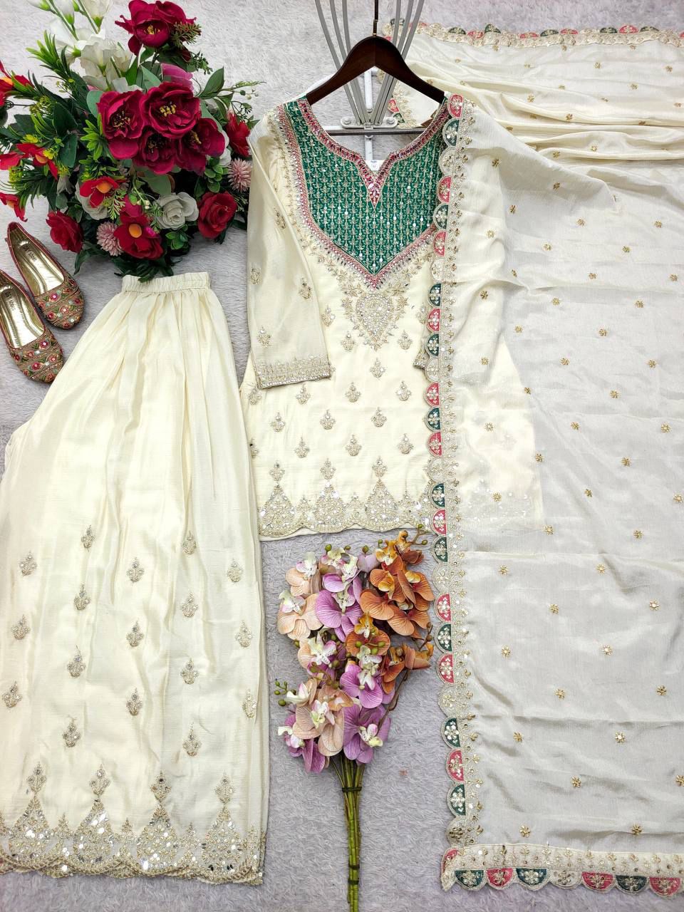 New Designer Party Sharara Suit & Dupatta Set
