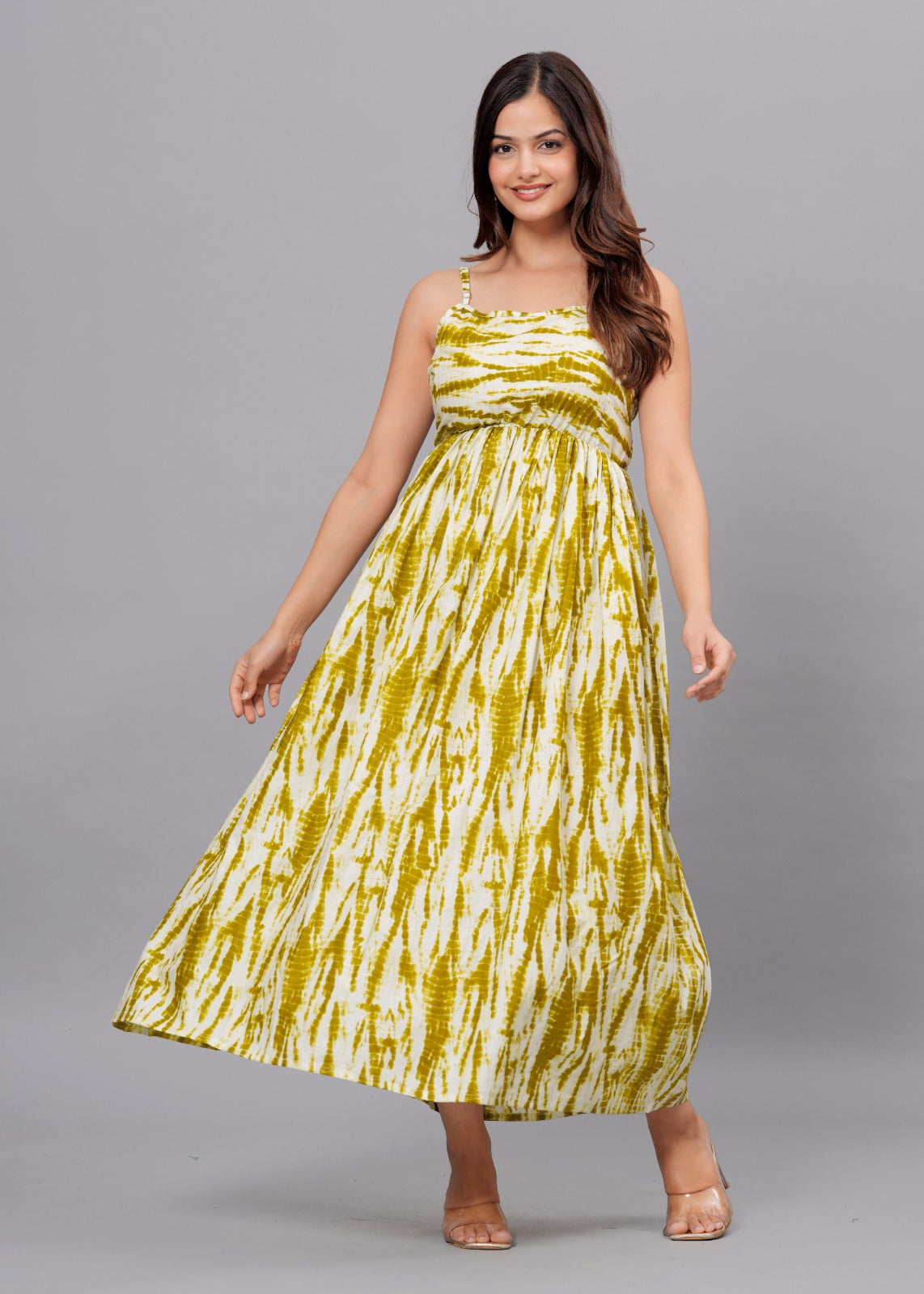 Green Tie-Dye Soft Cotton Maxi Dress