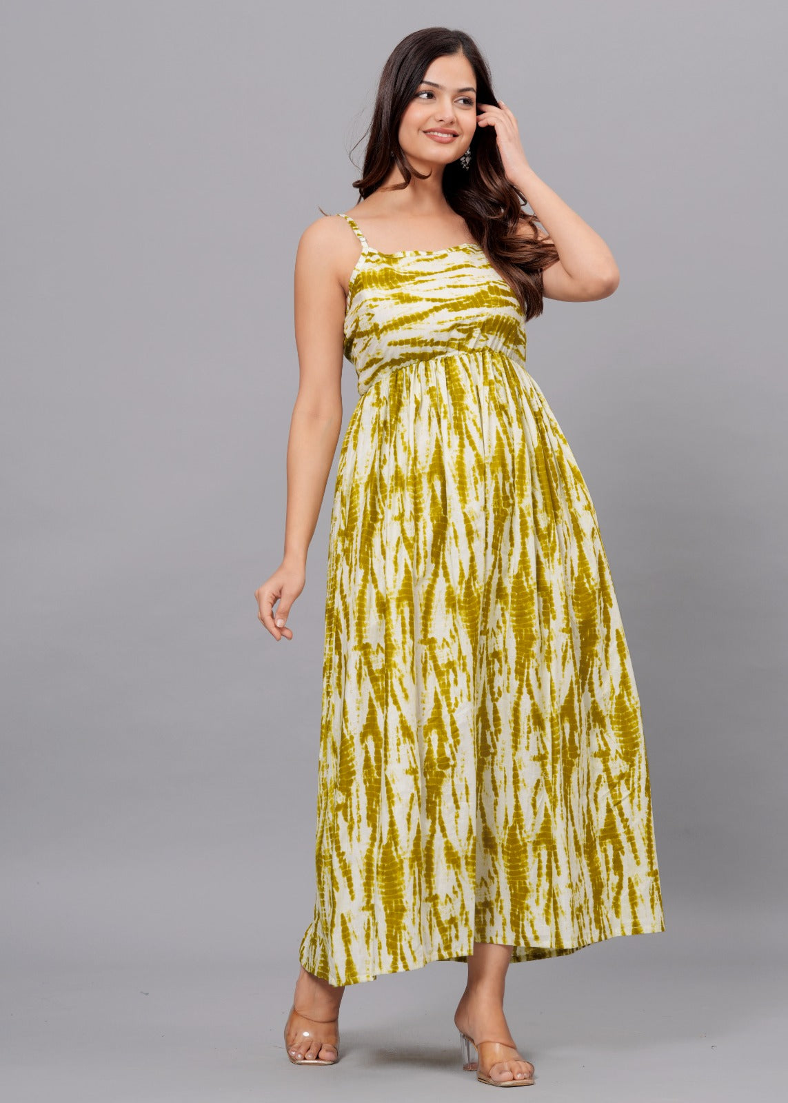 Green Tie-Dye Soft Cotton Maxi Dress
