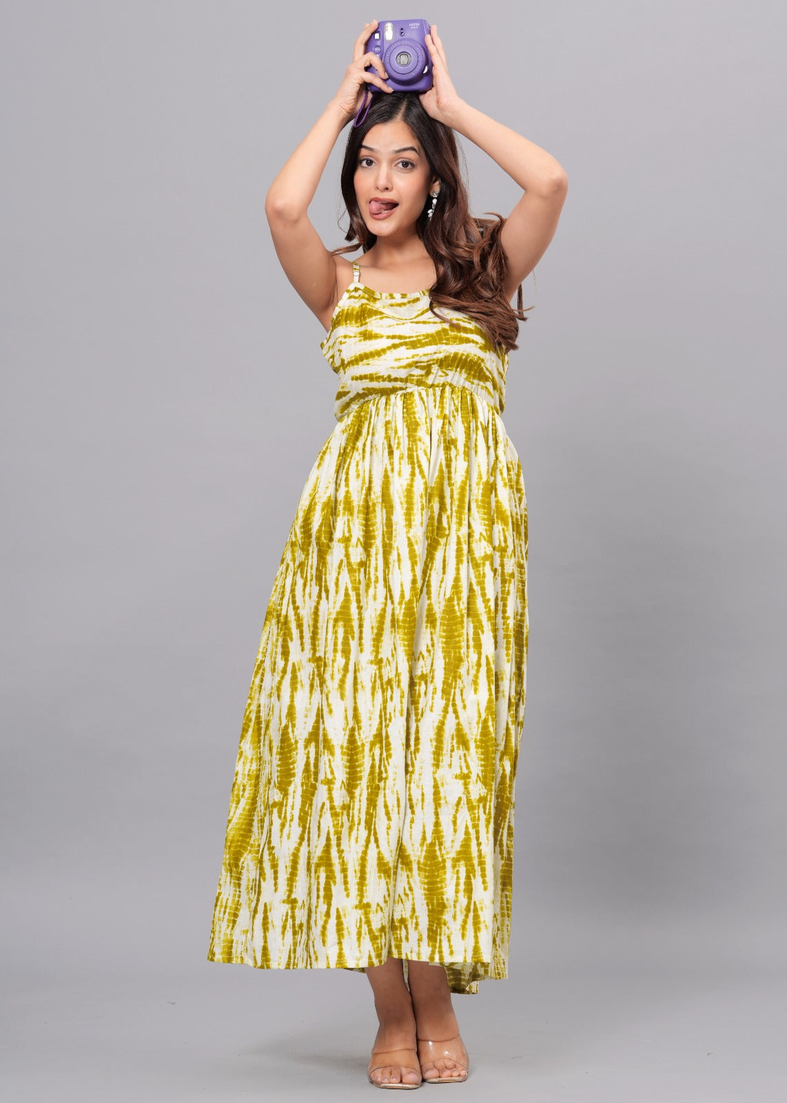 Green Tie-Dye Soft Cotton Maxi Dress