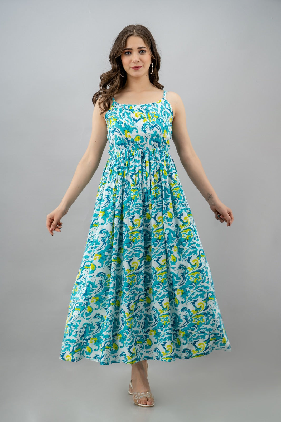 Floral Print Soft Cotton Maxi Dress