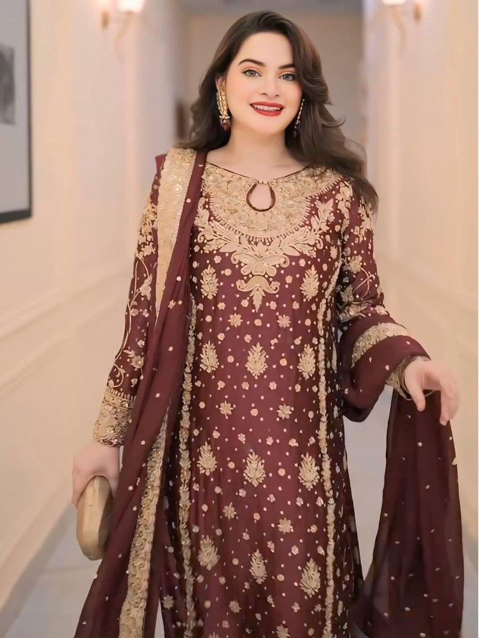 Ready To Wear Fancy Heavy Embroidery Top-Palazzo with Dupatta