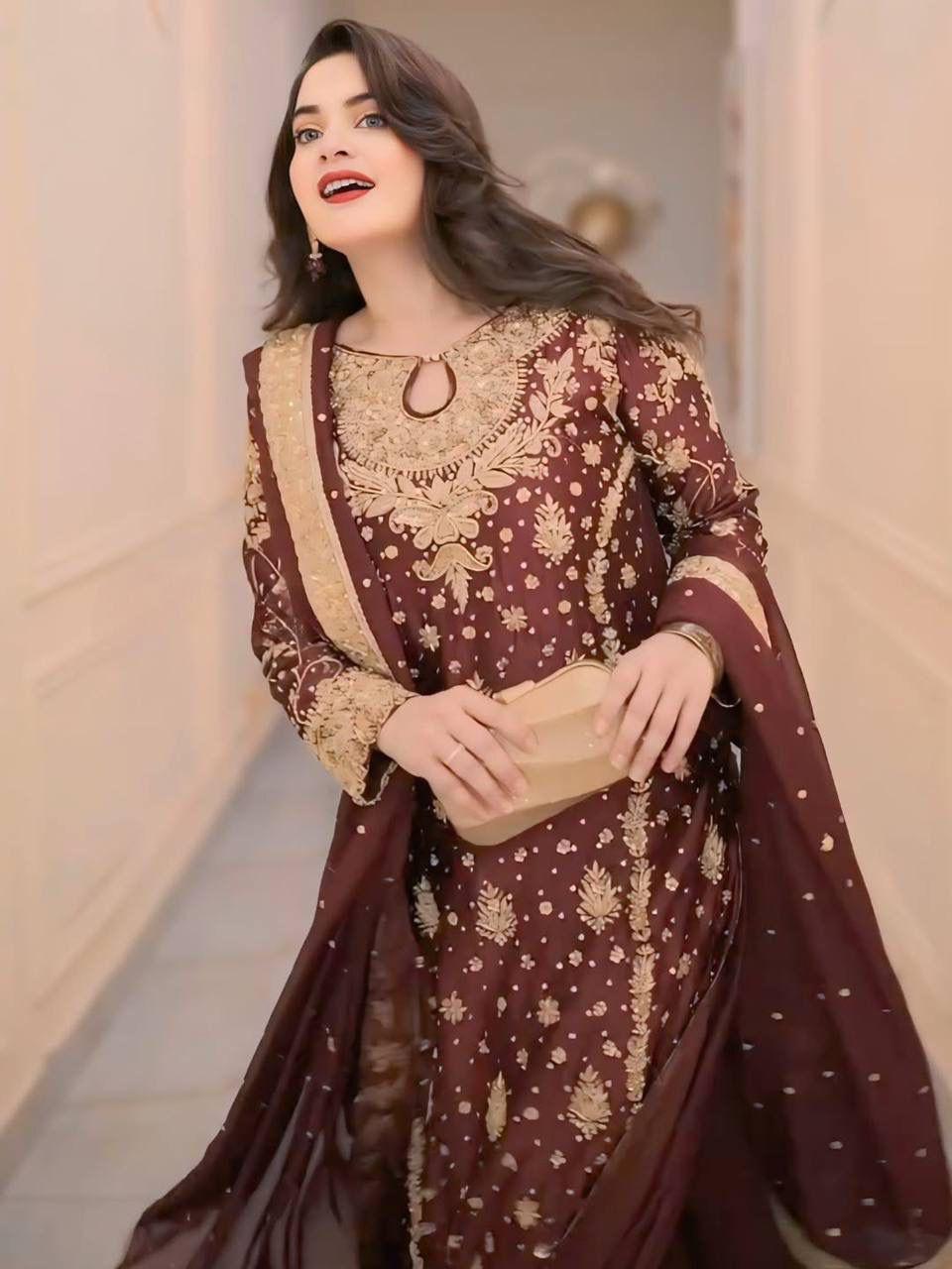 Ready To Wear Fancy Heavy Embroidery Top-Palazzo with Dupatta