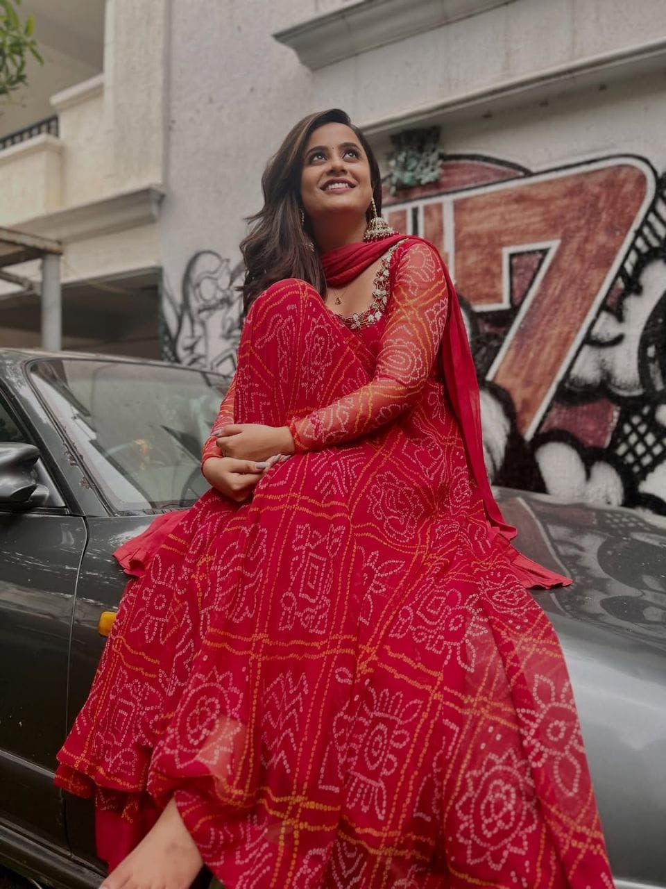Salma Suit Set – Printed Fox Georgette Anarkali Gown with Dupatta