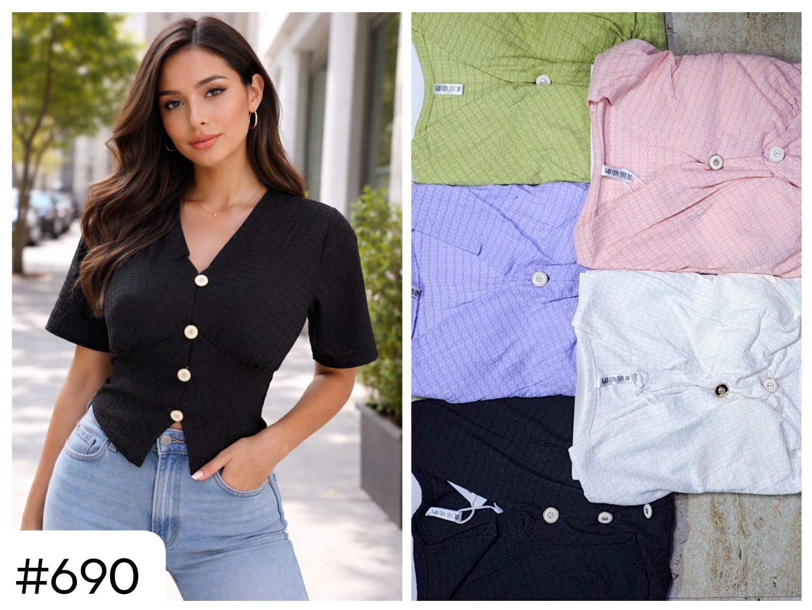 V-Neck Button-Front Shirt