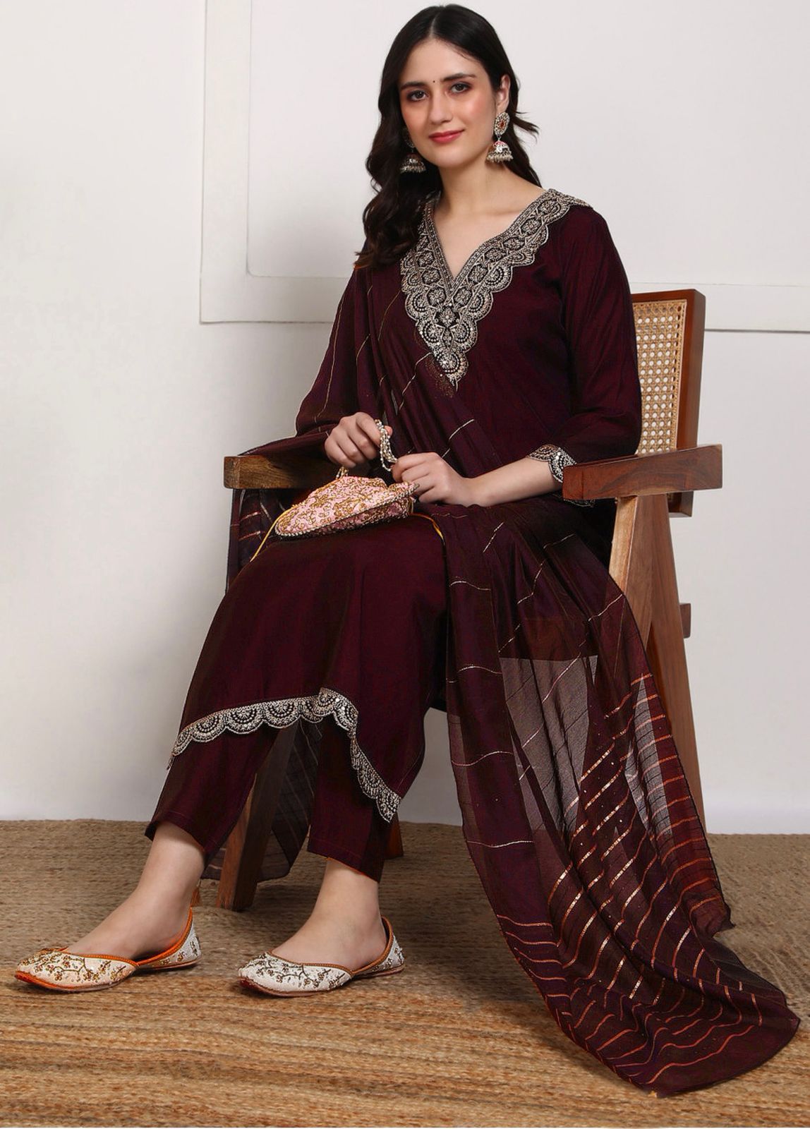 Rayon Embroidered Suit Set with Dupatta
