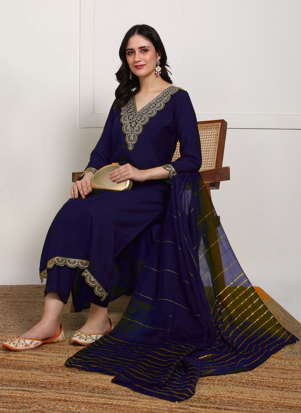 Rayon Embroidered Suit Set with Dupatta