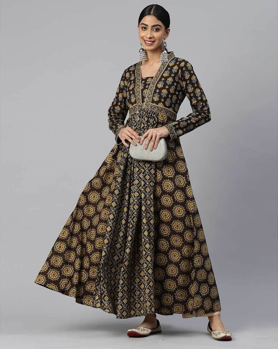 Black & Gold Embroidered Anarkali Dress - Limited Collection