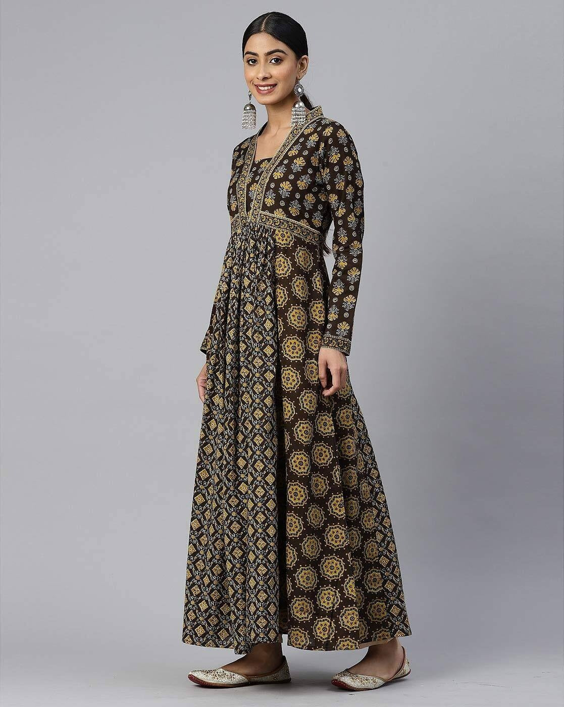 Black & Gold Embroidered Anarkali Dress - Limited Collection