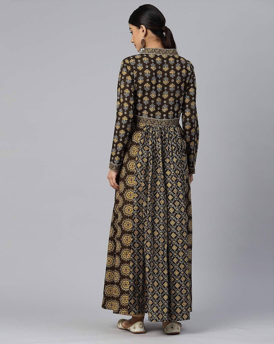 Black & Gold Embroidered Anarkali Dress - Limited Collection