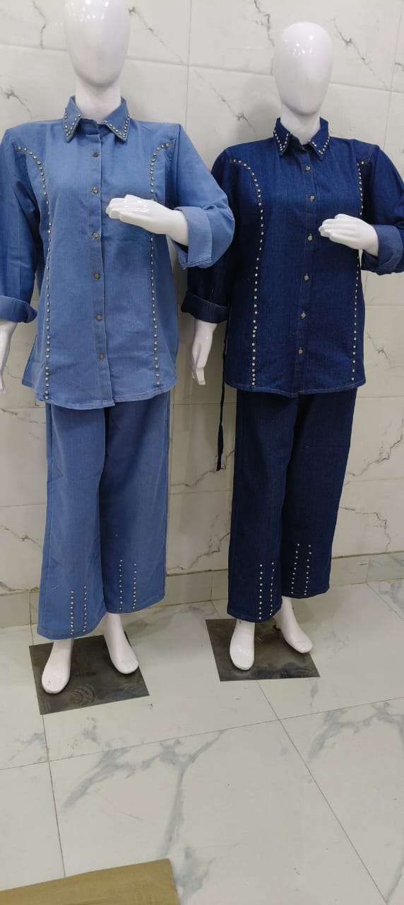 Stone Work Denim Coord Set