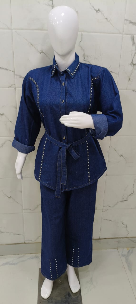 Stone Work Denim Coord Set