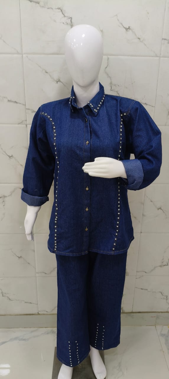 Stone Work Denim Coord Set
