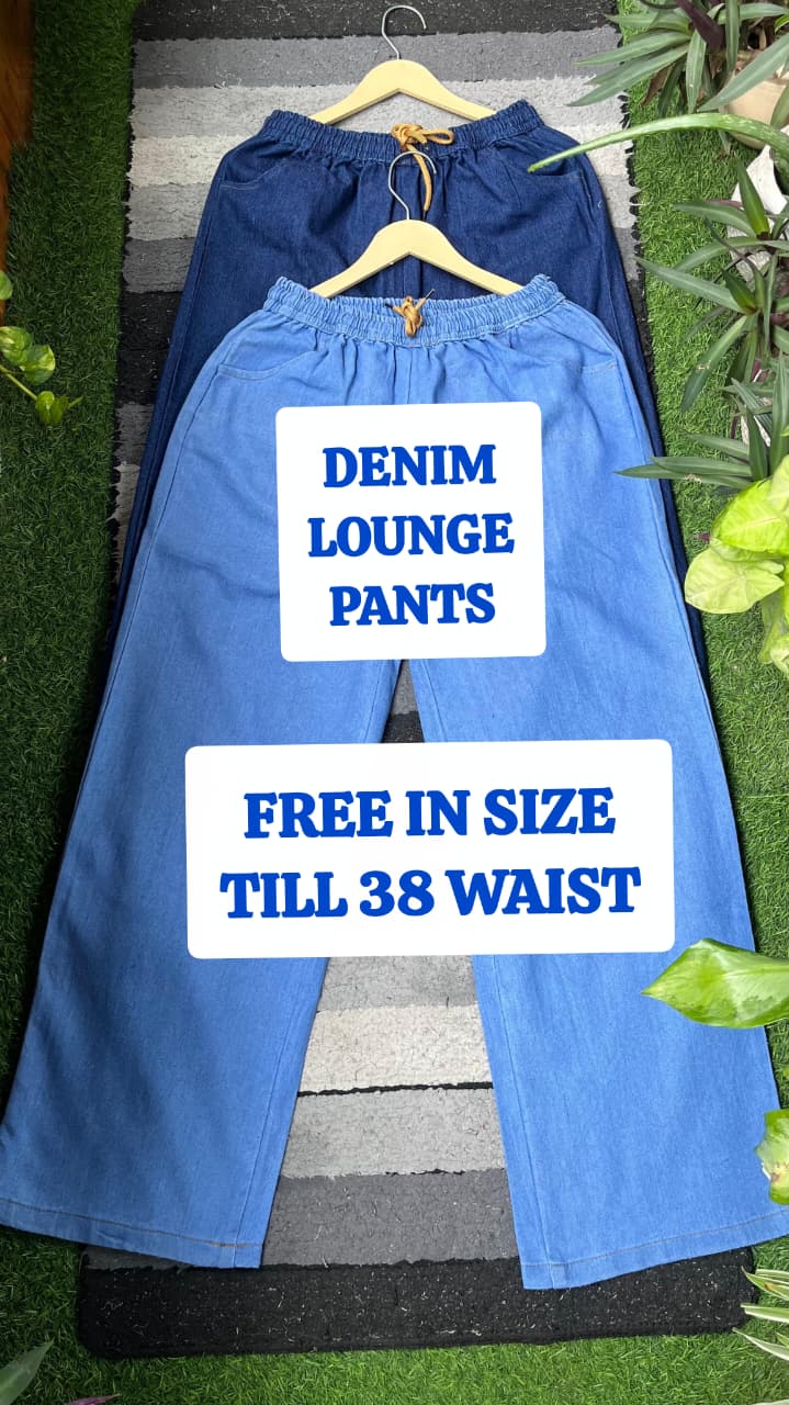 Denim Lounge Pants with Pockets