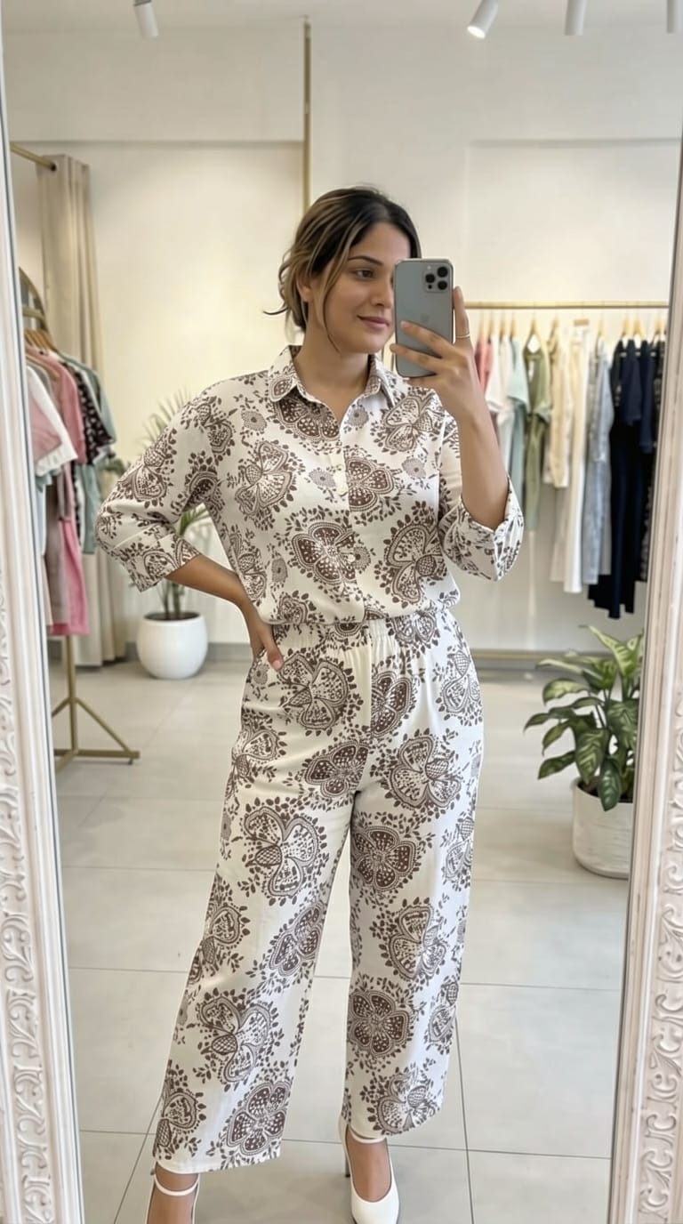 Printed Mulmul Coord Set